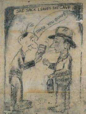 Карикатура на стене, оставленная американским солдатом во время Второй мировой войны