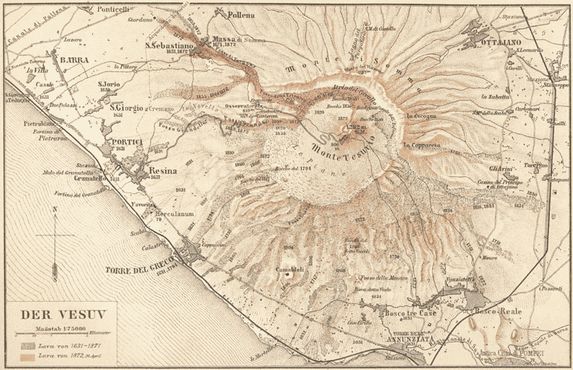 Карта территории вокруг Везувия, 1888 год