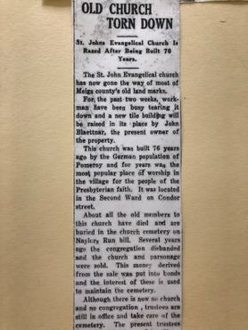  Статья от октября 1929 года о сносе церкви Святого Иоанна опубликована в ныне несуществующей местной газете