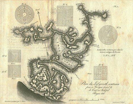 На карте, составленной в 1812 году, нанесена сеть туннелей и пещер, образующих мифический лабиринт