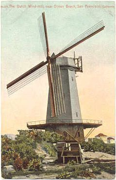 Старая открытка с изображением ветряной мельницы Мёрфи