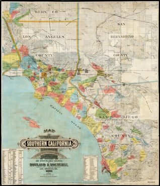 Карта Южной Калифорнии, составленная примерно в 1886 году