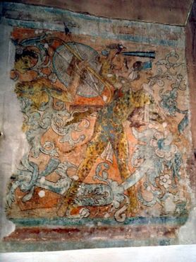 Самая известная фреска, на которой орел сражается с ягуаром