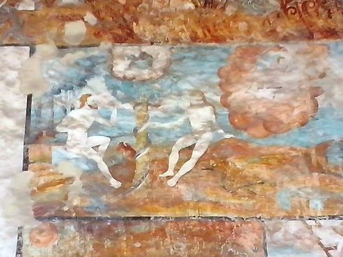 Фрагмент фрески, изображающий выцветших Адама и Еву до грехопадения