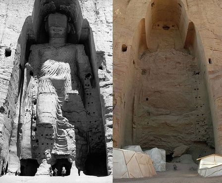 Гигантский Будда до и после уничтожения