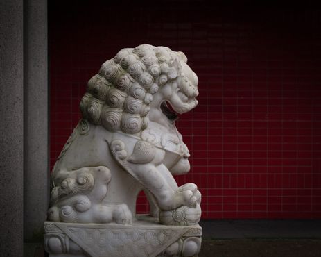 Китайский лев на Уэст-Пендер-стрит у входа в сад
