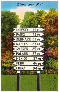 Указатель на винтажной открытке