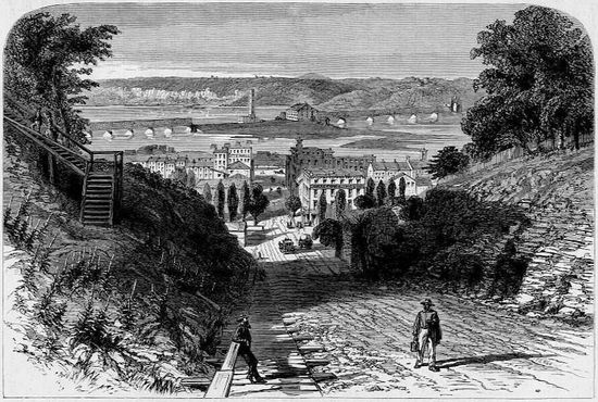 «Мосты на Миссисипи. Дубьюк» - фреска 1872 года с изображением дроболитейной башни