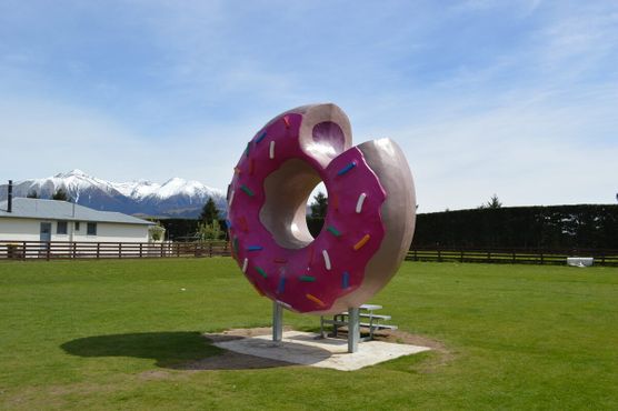 Пончик на фоне живописных новозеландских пейзажей