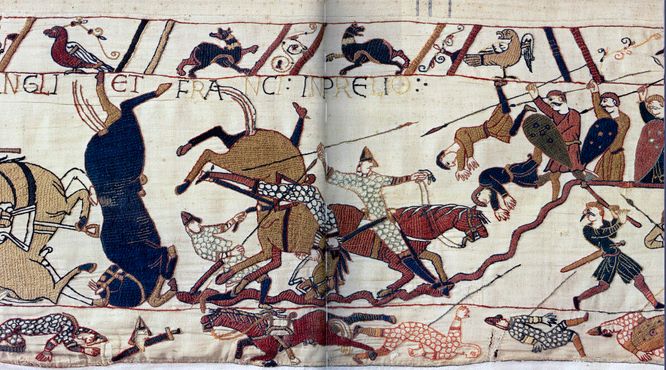 Нормандская конница встретила атаку англосаксонских копейщиков
