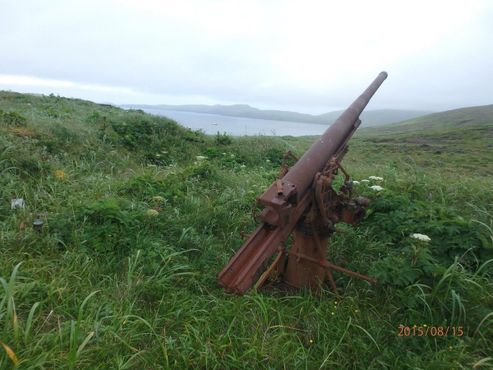 Японское зенитное орудие на острове Кыска