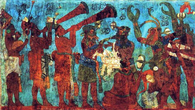 Фреска из Бонампака с изображением музыкантов и танцоров
