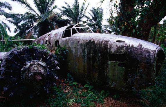 Самолет Второй мировой войны, сокрытый в джунглях у заброшенной взлетно-посадочной полосы