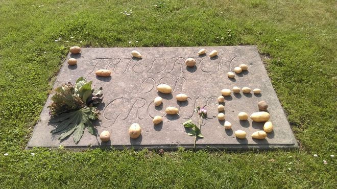 Клубни картофеля на могиле Фридриха Великого
