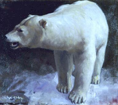 Белый медведь, написанный Колином Купером в апреле 1912 года в дни его участия в спасении пассажиров «Титаника»