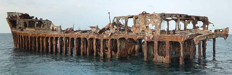 Пароход «Сапона» у берега Бимини на Багамах, фотография сделана 19 августа 2009 года