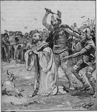 Историческое изображение, иллюстрирующее мученическую смерть св. Альфеджа