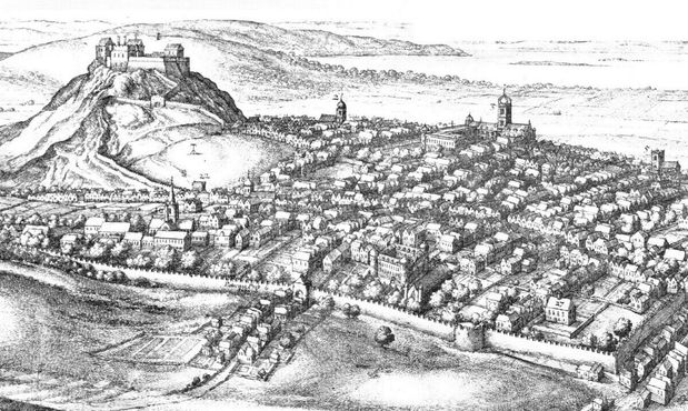 Эдинбург в XVII веке и Флодденская стена на переднем плане