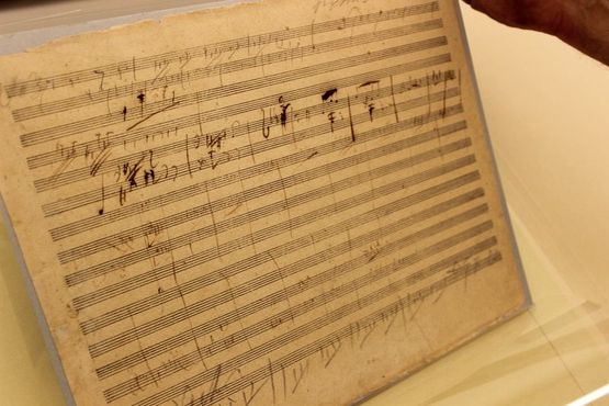 Часть партитуры к "Победе Веллингтона", написанной рукой самого Бетховена
