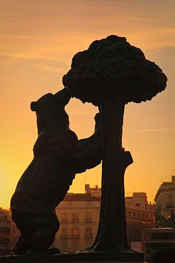 Скульптура "Медведь и земляничное дерево" на закате