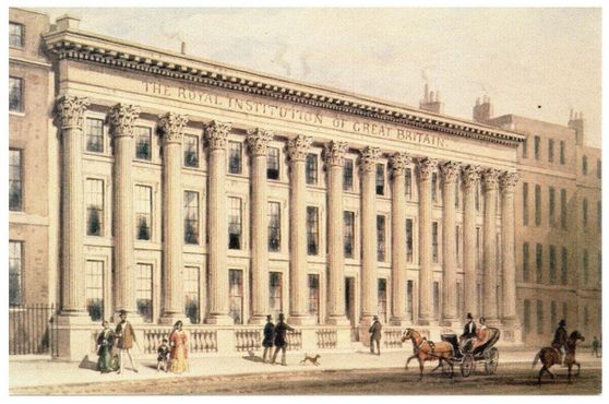 Картина с изображением Королевского института Великобритании в 1838 году