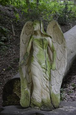Ангел, вырезанный из поваленного дерева