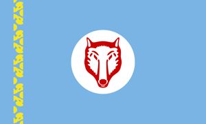 Неофициальный флаг Гагаузии с головой волка, напоминающей символику музыкальных метал-групп