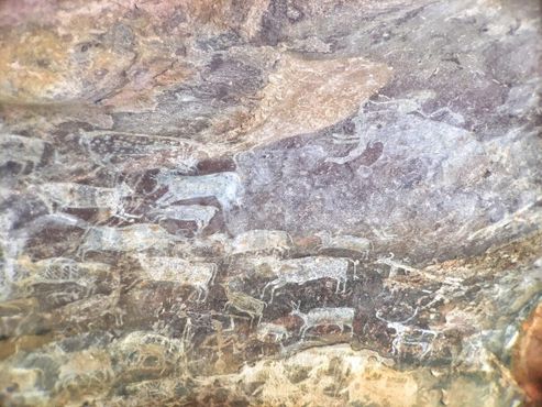 Скальные жилища Бхимбетка - скала с животными