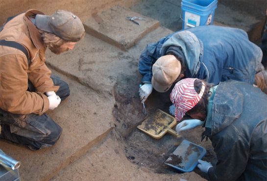 Археологи работают на месте раскопок
