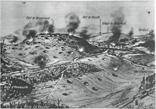 Схема укреплений битвы при Вердене, 1915 год