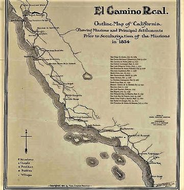 Карта Эль-Камино-Реаль 1903 года