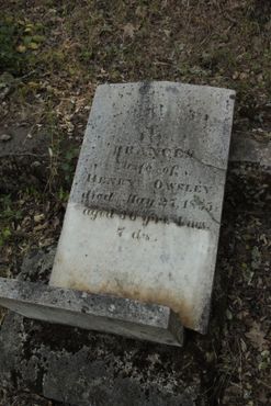Одно из старейших захоронений: Фрэнсис Оусли, умерла в 1855 году в возрасте 36 лет