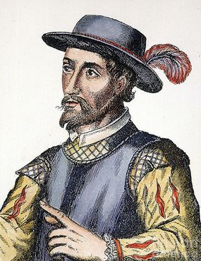 Хуан Понсе де Леон, испанская гравюра XVII века (цветная) 