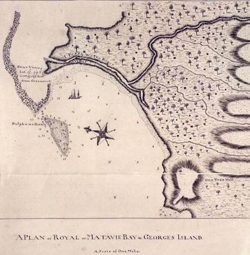 Карта, показывающая местоположение Форта Венера с экспедиции Кука
