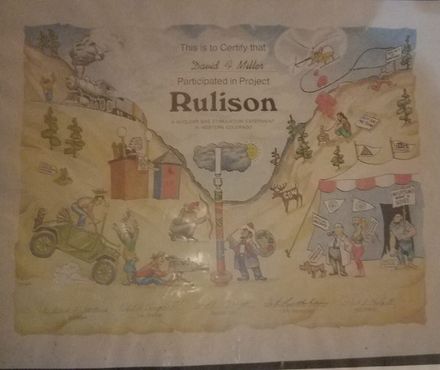 Сертификат об участии в проекте Рулисон от Национального музея ядерного испытания в Лас-Вегасе
