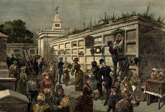 «День всех святых в Новом Орлеане. Украшение гробниц на одном из городских кладбищ», 1885 г.