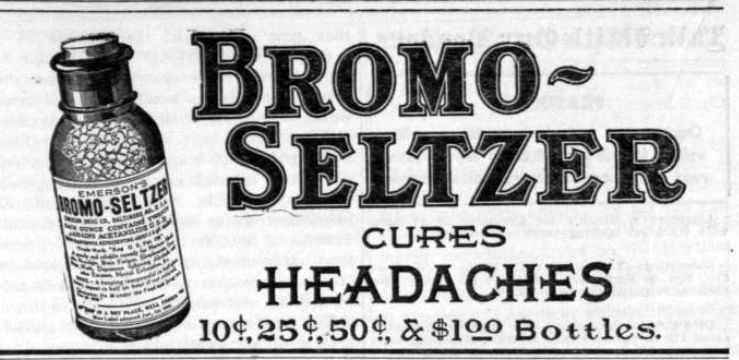 Реклама «Бром-Зельцера» в газете, 1908 г.