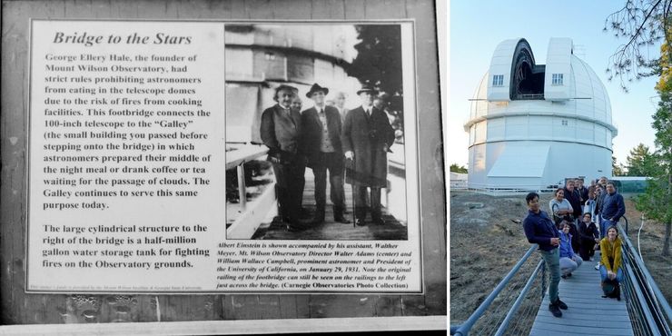  Члены общество «LA Obscura», стоящие на мосту Эйнштейна, известном, как «Мост к звездам»