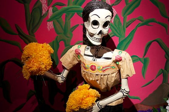 Скелет продавщицы букетов цветов 