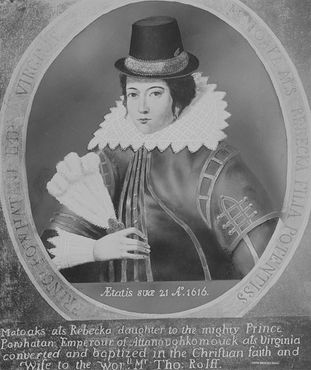 Портрет XVI века, изображающий Матоаку в английском одеянии