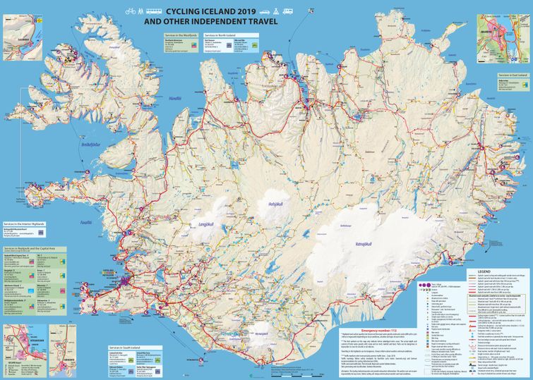 Карта дорог Исландии для велосипедистов (6.2 Мб)