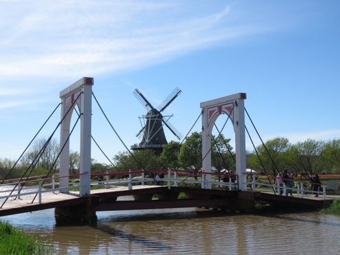 Вид на мост и мельницу "Де Зван"