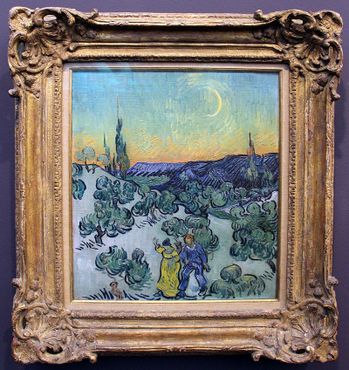 Винсент Ван  Гог "Пейзаж с прогуливающейся парой и серпом луны"